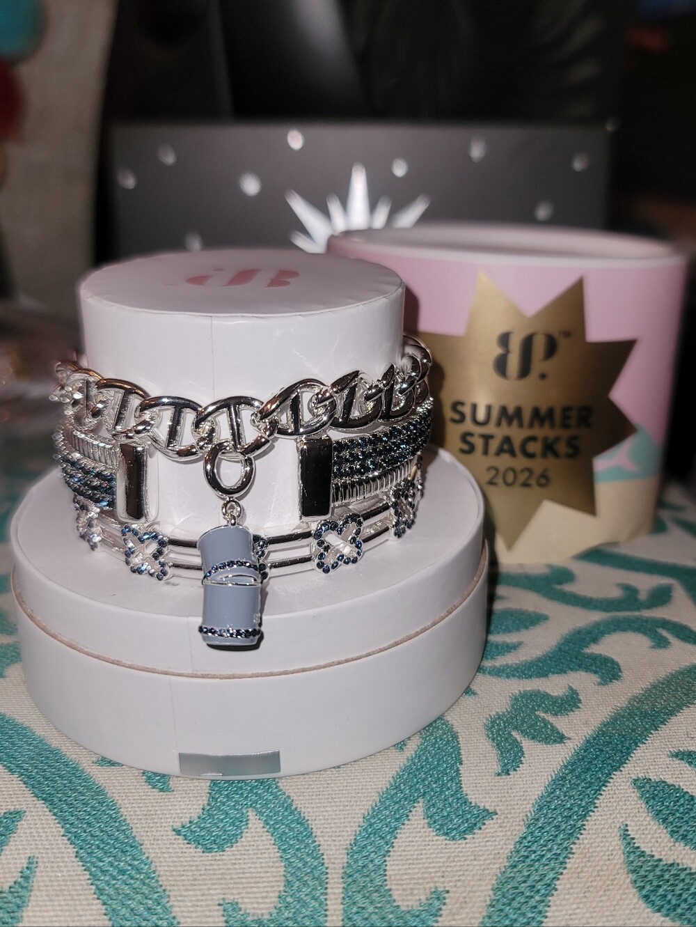 NWT- BP Summer Stacks 2026 Layered Bracelet Set - Silver Covered In Clovers